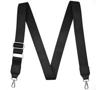 CXTAI 1.5" Wide 59" L Universal Replacement Crossbody Bag Strap Shoulder Straps for Handbags Purse Camera Duffle Canvas Laptop Bags - Black Belt,Silver Clips