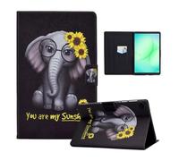 CXTCASE Case for Samsung Galaxy Tab A11 8.7 Inch 2025 / A9 8.7 Inch 2023, PU Leather Folio Flip Case Protective Smart Cover with Stand Function for Samsung Galaxy Tab A11 2025, Flowers Elephant