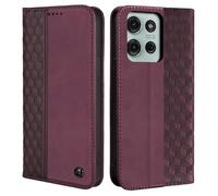 CXTcase Flip Case for Motorola Moto G75 5G, PU Leather & TPU, Wine Red, Card Slot & Stand Function