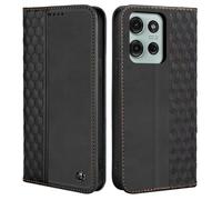 CXTcase Mobile Phone Flip Case for Motorola Moto G75 5G, PU Leather TPU Shockproof Magnetic Protective Case, Black