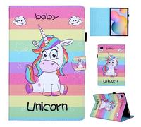 CXTcase Samsung Galaxy Tab S6 Lite 10.4 Inch 2022/2020 Case, Rainbow Unicorn, Protective Cover with Stand Function, Card Slot & Perfect Engraving for SM-P610/P613/P615/P619