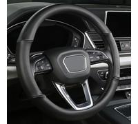 Cxtiy Genuine Leather Steering Wheel Covers - Premium Nappa Cowhide Wheel Cover, Slim, Breathable, Anti Slip, Odor Free, Luxury Car Interiors, Universal Standard Size 14.5-15.5 inch (Black)