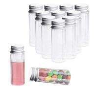 CxutSa Test Tubes 50ml Plastic Test Tubes with Lids 20pcs Screw Top Test Tubes Transparent Flat Bottomed Storage Test Tubes for Flowers Bath Salt Candy Sensory Tubes Baby Shower Wedding Favour