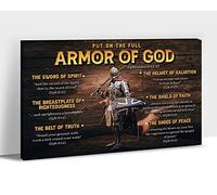CXVU Armor of God Wall Art - Armor of God Poster Decorations, The Armor of God Pictures Motivational Wall Decor for Living Room, Vintage Full Armor of God Canvas for Bedroom Ready To Hang 12x18''