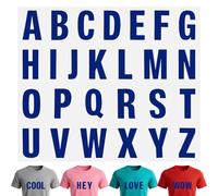 CXWLJL 26 Sheets Iron on Letters for Clothing, 6 Inch Heat Transfer Letter Patches for Backpack，Jerseys，Printing DIY Craft - Blue