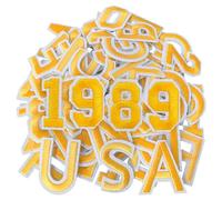 CXWLJL 72Pcs 1.5 Inch Iron on Letter Patches, Numbers 0-9, Letters A-Z Embroidered Applique Patches for Clothes, Skirts, Hats, Socks and Other Apparel DIY Accessories - Yellow