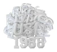 CXWLJL 72Pcs 1.5 Inch Iron on Letter Patches, Numbers 0-9, Letters A-Z Embroidered Applique Patches for Clothes, Skirts, Hats, Socks and Other Apparel DIY Accessories - White