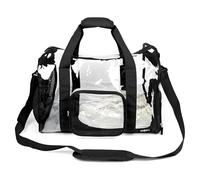 CXWLJL Large Transparent Bag with Shoe Compartment, Transparent Gym Bag with Adjustable Shoulder Strap for Home, Travel and Sporting Events - Black