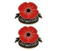 CXWLJL Red Flower Badges Pins Brooch Lest We Forget Remembrance Day-2PCS