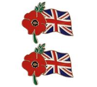 CXWLJL Remembrance Day England Poppy Pin Badge Brooch Lest We Forget Memorial-2PCS