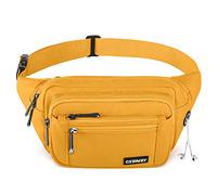 CXWMZY Fanny Packs for Women & Men Waist Pack Hip Bum Bag with Multi-Pockets Large Capacity Waterproof Casual Bum Bag for Disney Traveling Casual Cycling Running Hiking, Yellow, One Size, Modern