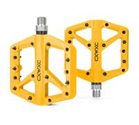 CXWXC Bicycle Pedals, Non-Slip Bicycle Pedals Made of Nylon Fibre, MTB Pedals with 3 Sealed 9/16 Inches, Flat Pedals with Sealed Bearing for Road Bike, Mountain Bike, Yellow