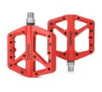 CXWXC Bicycle Pedals, Non-Slip Bicycle Pedals Made of Nylon Fibre, MTB Pedals with 3 Sealed 9/16 Inches, Flat Pedals with Sealed Bearing for Road Bike, Mountain Bike, Red