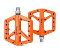 CXWXC Bicycle Pedals Non-Slip Nylon Fiber MTB Pedals with 3 Gaskets 9/16 Inch Flat Pedals with Sealed Bearing for Road Bike, Mountain Bike (Orange)