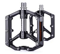 CXWXC Road/MTB Bike Pedals - Aluminum Alloy Bicycle Pedals - Mountain Bike Pedal with Removable Anti-Skid Nails (Black-Titanium)