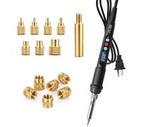 Cxydm 60W Digital Pencil Soldering Iron Kit with Heat Set Insert Tips and 100 Pcs M3x4x4.2 Threaded Inserts for Jewellery Soldering, Electronics Assembly, DIY Projects