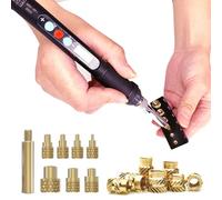 Cxydm 60W Digital Pencil Soldering Iron Kit with Heat Set Insert Tips and 100 Pcs M3x4x4.2 Threaded Inserts for Jewellery Soldering, Electronics Assembly, DIY Projects