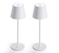 CXYWBD 2 Pack LED Cordless Table Rechargeable Battery, Stepless Dimming, Metal Portable Lamp Camping, Restaurant Suitable for bedrooms, Living Rooms, Offices, Book(White)