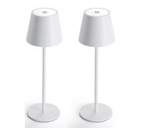 CXYWBD 2 Pack LED Cordless Table Rechargeable Battery, Stepless Dimming, Metal Portable Lamp Camping, Restaurant suitable for bedrooms, living rooms, offices, book(Warm Light (White Housing))