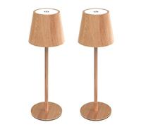 CXYWBD 2 Pack LED Cordless Table Rechargeable Battery, Stepless Dimming, Metal Portable Lamp Camping, Restaurant Suitable for bedrooms, Living Rooms, Offices, Book(Wood Grain)