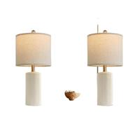 CXYWBD 20.25 Inch Ceramic Table Lamp Set of Two with Linen Lampshade Room Bedroom Study Office Decoration Suitable for bedrooms, Living Rooms, Offices, Book(White)