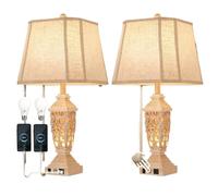 CXYWBD 29.5" Touch Sensitive Table Lamp 2-Pack with Dual USB Ports, 3-Way Dimmable Hollow Leaf Shape Room, Bedroom Suitable for bedrooms, Living Rooms, Offices, Book(Wash White)