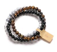 CXYWBD 3pcs 6/8mm stretch ded bracelet crystal stone bracelets for women men semi-precious gemstone bracelets round jewelry gifts box
