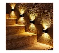 CXYWBD 4Pcs Outdoor Solar Lamp Stainless Steel Waterproof Exterior Garden Decorative Up and Down Lighting Wall Lights for Backyard Garage Porch Doorway Step Yard Fence (