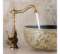 CXYWBD Antique Bathroom Sink Faucet Single Hole Hot and Cold Water Basin taps ° Rotating Faucet Aerator Water Saving Mixer taps Single Handle Brass Tap,A High Style Thriving