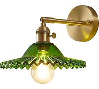 CXYWBD Appliques murales, Brass Rotatable Wall-Mount Pleated Glass Cover Lantern Study Lighting Light Fixture Living Room E27 Wall L8.27in Bedside Decor Lamp,