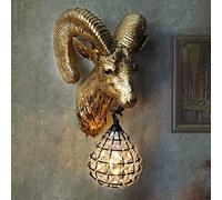 CXYWBD Appliques murales, Chèvre Head Wall Slight Lights Gold Luxury Lampe murale Salon Chambre-Chambre Américaine Escaliers Miroir Headlights Lampe(C)