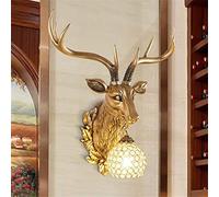 CXYWBD Appliques murales, Chèvre Head Wall Slight Lights Gold Luxury Lampe murale Salon Chambre-Chambre Américaine Escaliers Miroir Headlights Lampe(B)