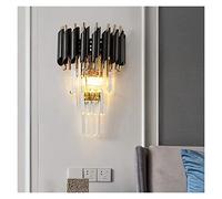 CXYWBD Appliques murales, Crystal Wall Lumière Noir Moderne Minimaliste Chambre Lampe de Chevet Cristal Salon Fond DIRIGÉ Applique (Color Warm White, Size : Dia25cmH35cm)