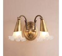 CXYWBD Appliques murales, Full Cuivre Glass Wall européenne miroir Sconces Ba Maquillage Makep Lampe mur de fleurs Fleur Forme Murale Beau barre Bar Chambre