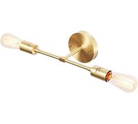 CXYWBD Appliques murales, Gold Vanity Light Bathroom Long Medieval Brushed Brass Sconces, Interior Retro Decorative Wall Lamps for Mirror Hallway Kitchen Bedroom 2-Lights De
