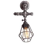 CXYWBD Appliques murales, Industriel Steampunk Wall Lights V-Option Murale Machine Age Tuyau d'eau avec Lampe de Cage en métal