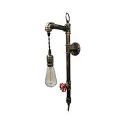 CXYWBD Appliques murales, Industriel V-intage Wall Éclairage Cuisine Ouvrir Ampoule Lumière Métal Antique suspendue Tableau mur de tuyau d'eau Fixation murale en noir(Brass)
