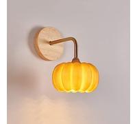 CXYWBD Appliques murales, Nordic Mount Lighting Fixture Wooden Hardwired Sconces Light Resin Pumpkin Lamp Shade Wood Wall, for Bedroom Hallway Farmhouse Home Decor