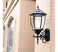CXYWBD Appliques murales, Retro Solar Outdoor Outward Flexion Mur Wall Lampe Six côtés en Verre Transparent Light Patio IP65 Lumière étanche résistante à la Rouille(Noir)