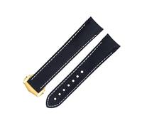CXYWBD BHOLSA For Omega Strap AT150 Seamaster 300 Planet Ocean De Ville Speedmaster Curved End Watch Band 20mm Black White Line High Density Nylon Cowhide Watchbands