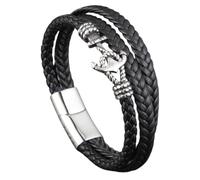 CXYWBD Bracelet, Bracelet, Jewelry, Women'S And Men'S Leather Jewelry Anchor Bracelet Men Black Braided Leather Rope Bracelets Wrap Punk Charm