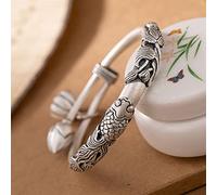 CXYWBD bracelet s990 pure retro shiny personality fish push pull bracelet bangle bracelets for women girls teen foot color : bright face