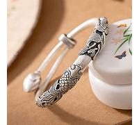 CXYWBD bracelet s990 pure retro shiny personality fish push pull bracelet bangle bracelets for women girls teen foot color : bright face