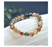 CXYWBD bracelets for womens natural colorful rutilated quartz crystal bracelet woman man round beads 7mm 8mm 9mm 10mm 11mm 12mm 9mm
