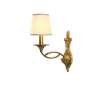 CXYWBD European Style Full Copper Lamp Stairs Porch Wall Creative Fashion Bedroom Bedside Bracket Light Handmade Fabric Shade and Beautiful,Single Head