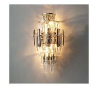 CXYWBD Gold Luxury Crystal Light Vanity Wall Lamp Fixture for Bedroom Living Dining Room Hallway Stairs Hall T-155(Black)