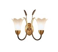 CXYWBD Handmade Glass Lamp Copper Wheat Flower American Fashion Sconces E14 LED Home Decoration Lighting Wall Light Fixtures,Double Head