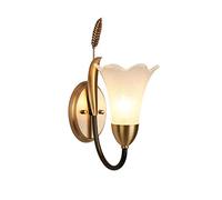 CXYWBD Handmade Glass Lamp Copper Wheat Flower American Fashion Sconces E14 LED Home Decoration Lighting Wall Light Fixtures,Single Head