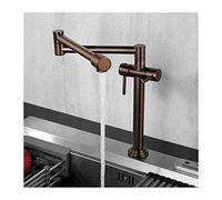 CXYWBD Kitchen Faucet Hot and Cold Water Commercial Kitchen Sink Taps Brass Pot Filler Faucet Folding Stretchable Double Joint Swing Arms Two Handles Deck Mounted,Brown Economic Thriving