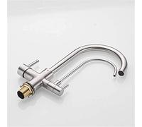 CXYWBD Kitchen Faucets Drinking Water Filter Faucets Sink Mixer Tap Swivel Dual Handle Deck Mounted with Aerator Filtered Crane for Kitchen 3 Way Retro Style,Balck (Brushed Nickel) Thriving